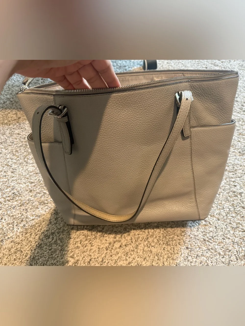 Michael Kors Pebbled Leather Tote in Taupe